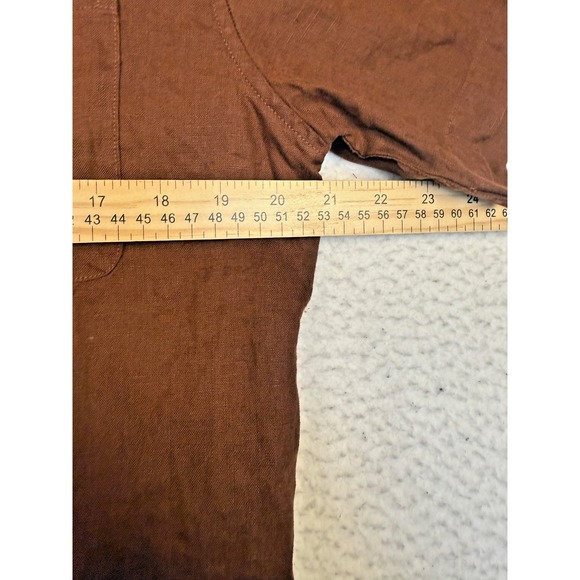 Quince Shirt Mens Medium Brown Linen Camp Button Business Casual Summer - Picture 7 of 7
